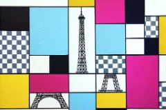 Eiffelturm, 70x50cm Eiffelturm "Typ Mondrian" - Acryl auf Leinwand 70x50cm, 2023